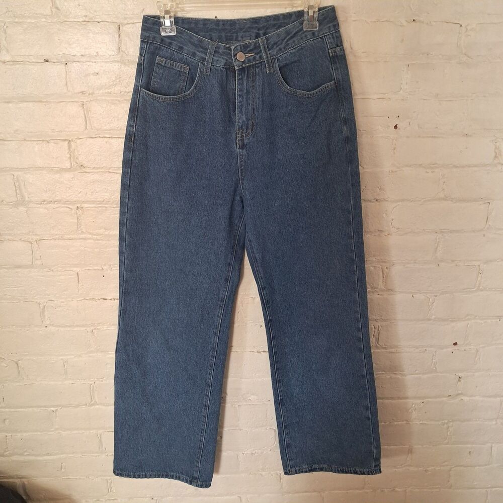 Highwaisted Wide Leg Jeans Womens Size Small Medium Wash Blue Pants Unbranded